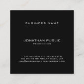 流行の最小主義のエレガントで黒くシンプルなモダン スクエア名刺 (裏面)