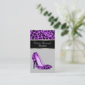 流行の紫色のジャガーのプリントの名刺 名刺 (スタンド正面)