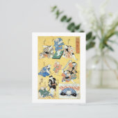 流行猫の狂言づくし,国芳猫の俳優,国芳,浮世絵 ポストカード (スタンド正面)