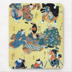 流行猫の狂言づくし,国芳猫の俳優,国芳,浮世絵 マウスパッド
