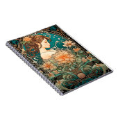 流髪と柔らかな花のエレガントな女性 ノートブック (右側)