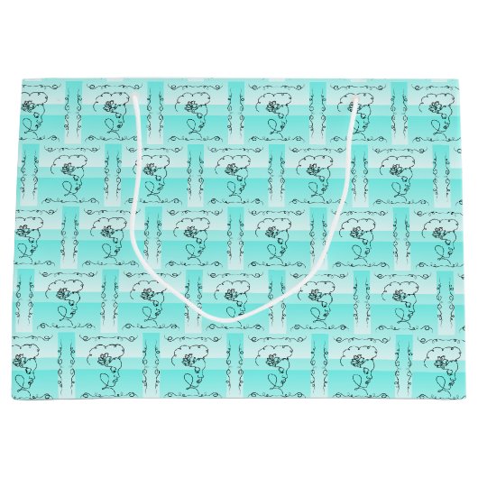 流麗な美しさのアクア水平ギフトバッグ ラージペーパーバッグ (正面)