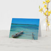 浅いカヌーをアウトリガー海 カード (黄色い花)