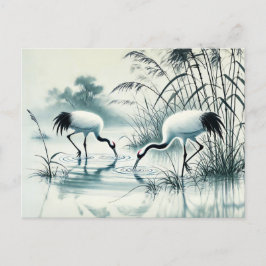 浅い水のインクで中国のの絵を描鶴 ポストカード