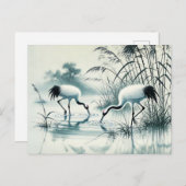 浅い水のインクで中国のの絵を描鶴 ポストカード (正面/裏面)
