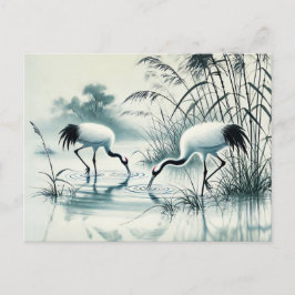 浅い水のインクで中国のの絵を描鶴 ポストカード