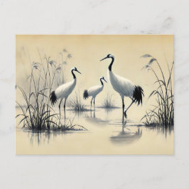 浅い水のインクで中国のの絵を描鶴 ポストカード