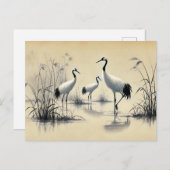 浅い水のインクで中国のの絵を描鶴 ポストカード (正面/裏面)