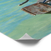 浅い海のアウトリガーカヌー ポスター (角)