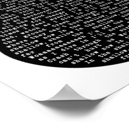 浅い白黒ギターソングリリックプリント ポスター (角)