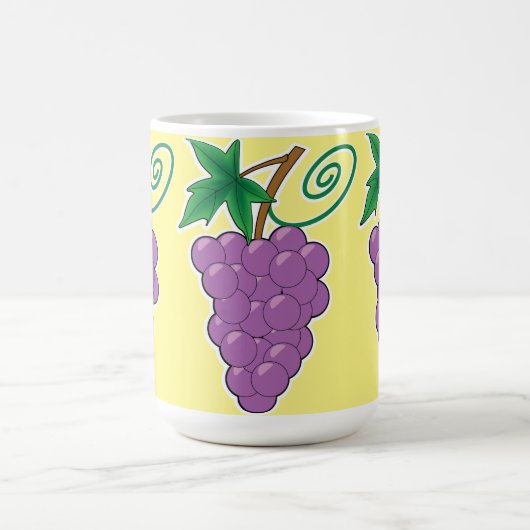 浅い黄色のブドウの束 コーヒーマグカップ (中央)