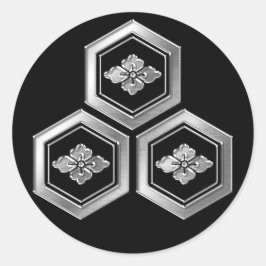 浅井氏家紋シルバークローム ラウンドシール