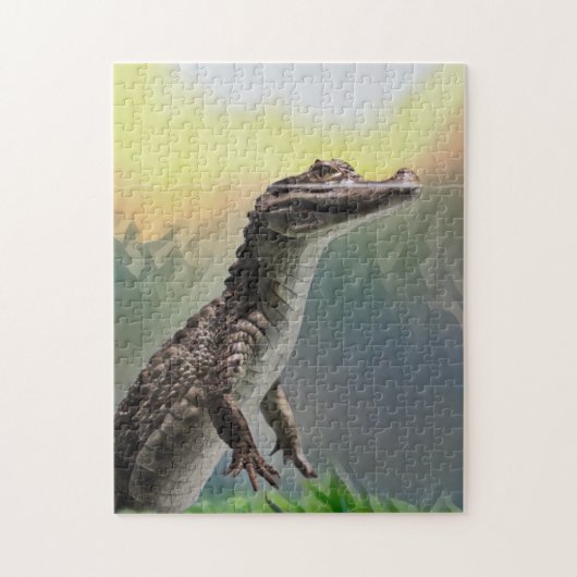 浅瀬のベビーワニ ジグソーパズル (縦)