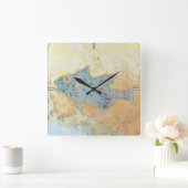 浅瀬の魚 スクエア壁時計 (ホーム)