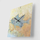 浅瀬の魚 スクエア壁時計 (傾斜)