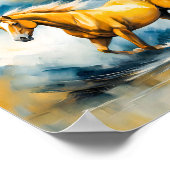 浅瀬を駆け抜ける2頭の馬 ポスター (角)