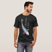 浅葱模様の錦鯉 - 白文字あり（左寄せ・小） Tシャツ (正面フル)