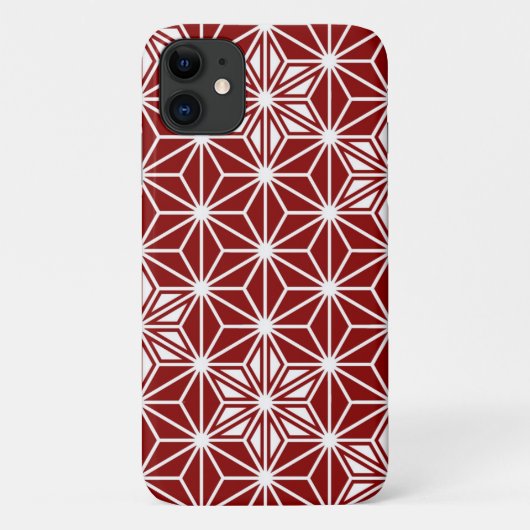 浅葱葉柄模様 - ダークレッド Case-Mate iPhoneケース (裏面)