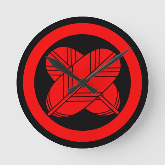 浅野家門家紋時計 ラウンド壁時計 (正面)