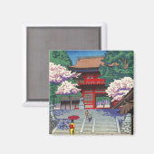 浅野武治 新版画 鞍馬寺の春 マグネット (正面/裏面)