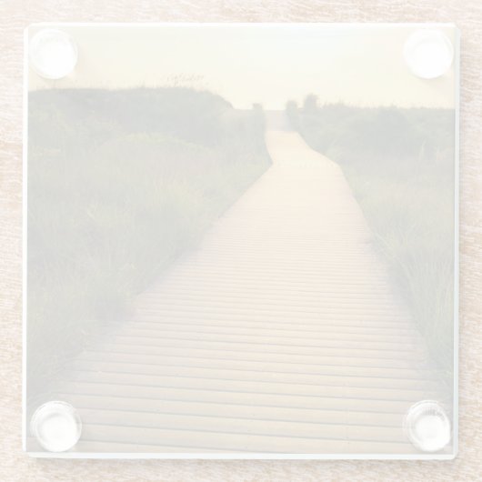 浜に引き上げるべき木の通路 ガラスコースター (裏面)