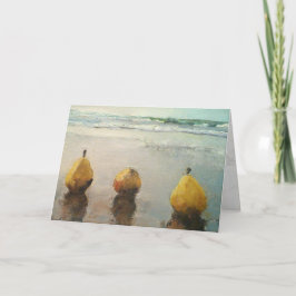 浜辺での梨の日 花柄チェック模様のインレイカード シーズンカード