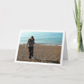 浜辺で小石を集める カード (正面)