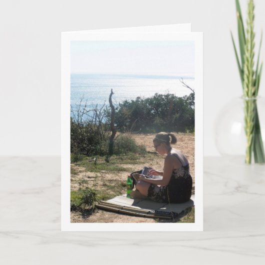 浜辺で本を読む少女 カード (正面)