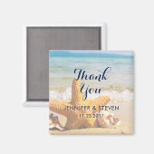 浜辺のヒトデと貝殻　ありがとう マグネット (正面/裏面)