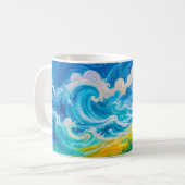 浜辺の家に迫る嵐の波 コーヒーマグカップ (正面左)