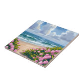浜辺の花開く | ピンクのアジサイ 海辺のコースト タイル (側面)