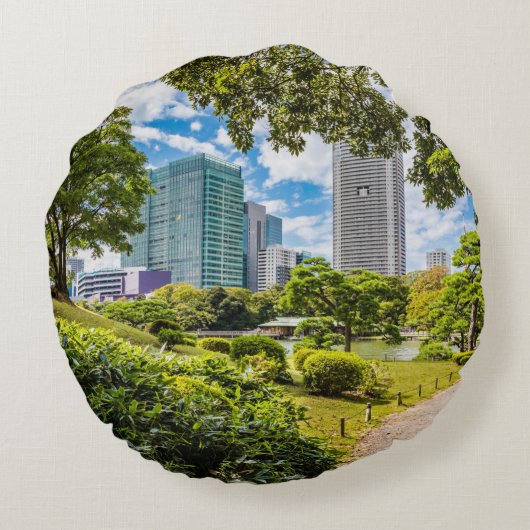 浜離宮庭園を散策 ラウンドクッション (裏面)