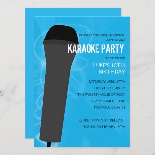 浜(ばはま)青(はま)岩(がわ)のアウトカラオケ誕生会 招待状 (正面/裏面)