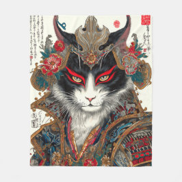 浪人猫 | 浮世絵武士 フリースブランケット