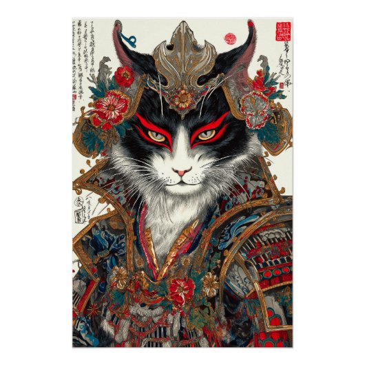 浪人猫 | 浮世絵武士 ポスター (正面)