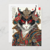 浪人猫 | 浮世絵武士 ポストカード (正面/裏面)