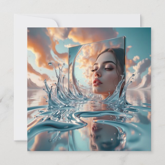 浮いている鏡のパネルが穏やかな海から浮き上がる (正面)