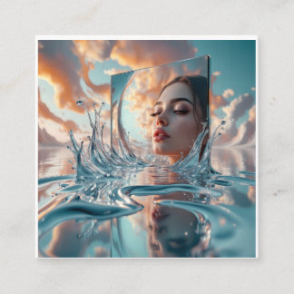 浮いている鏡のパネルが穏やかな海から浮き上がる エンクロージャーカード