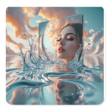 浮いている鏡のパネルが穏やかな海から浮き上がる