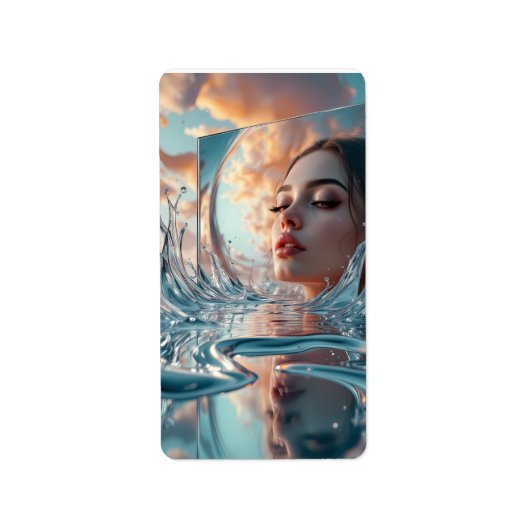 浮いている鏡のパネルが穏やかな海から浮き上がる ラベル (正面)