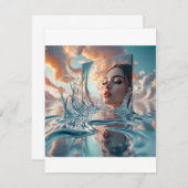 浮いている鏡のパネルが穏やかな海から浮き上がる 出欠カード (正面/裏面)