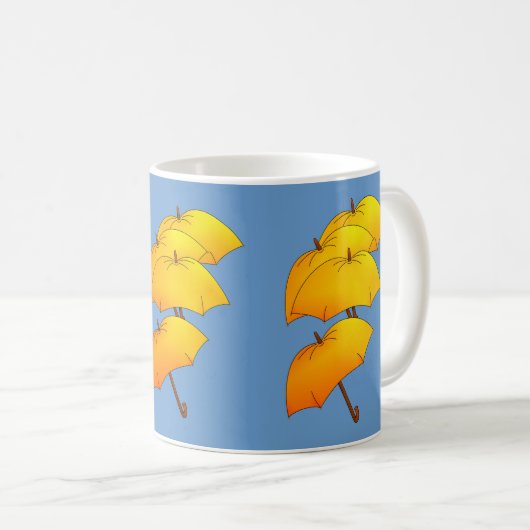 浮いている黄色い傘 コーヒーマグカップ (正面右)