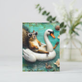 浮おもしろいかぶ白鳥のリス ポストカード (スタンド正面)