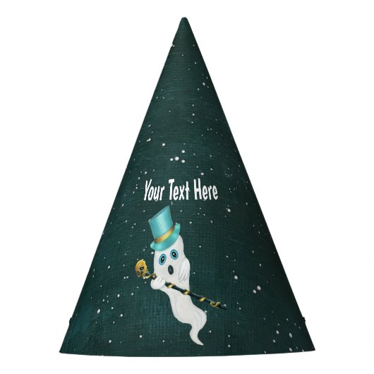 浮おもしろい上幽霊着用ブルートップハットスカル パーティーハット (正面)