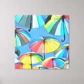 浮お洒落数々の色の傘 キャンバスプリント (正面)