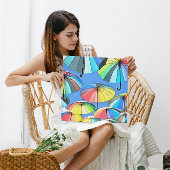 浮お洒落数々の色の傘 キャンバスプリント