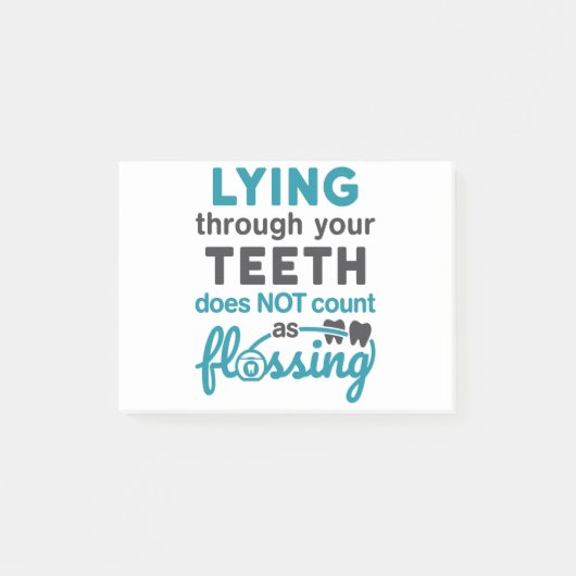 浮かばない歯の間に横たわる歯科衛生 ポストイット (正面)