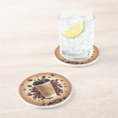 浮かぶコーヒーカップとコーヒー豆 コースター (側面)