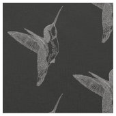 浮かぶハチドリの黒のプリント ファブリック (クローズアップ)