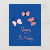 浮かぶピンクの蝶 お誕生日おめでとう ポストカード (正面)